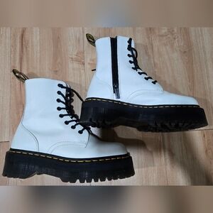 Dr. Martens White Leather Platform Combat Boots
